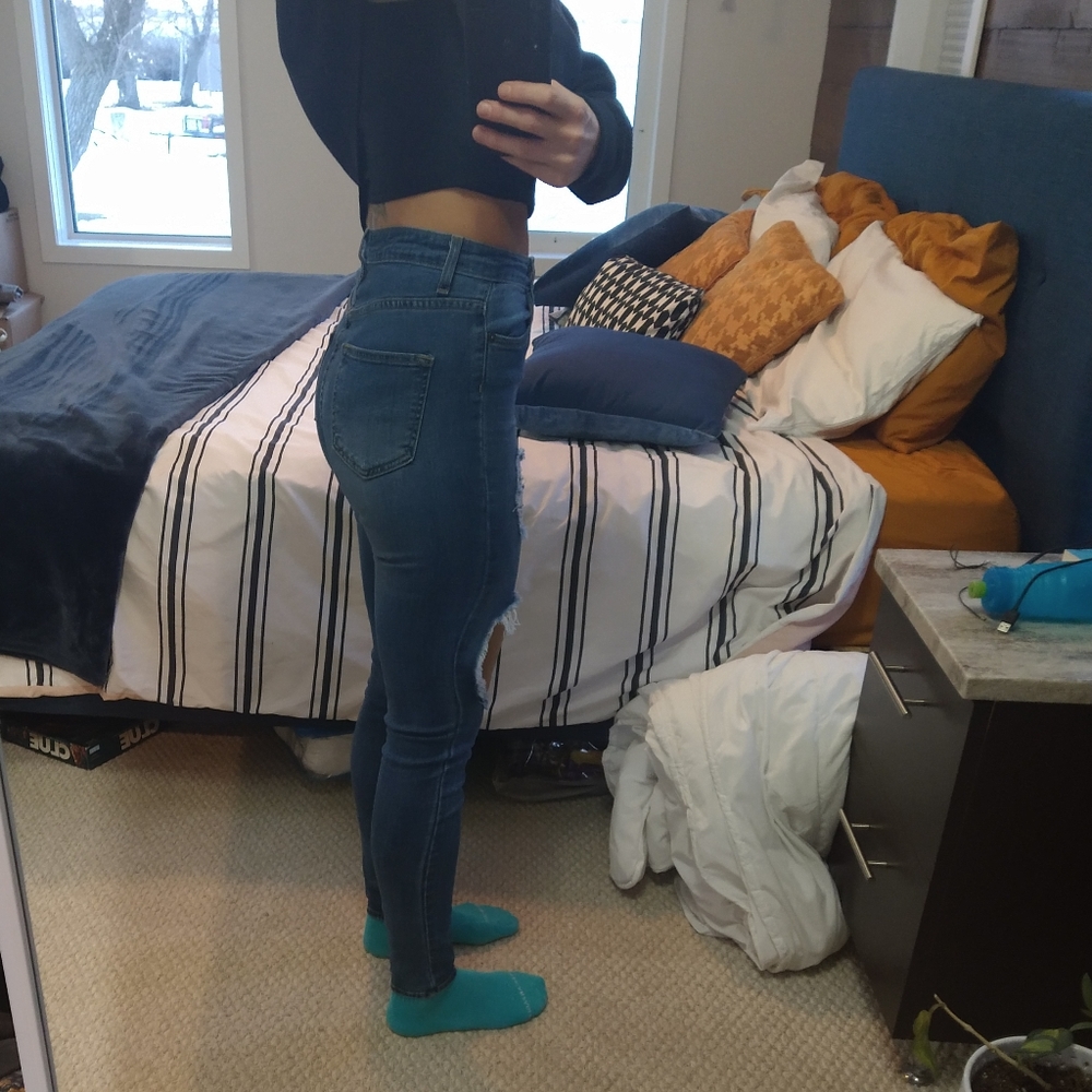 Fashion Nova jeans blue stretch denim high waisted skinny size 5 - Picture 3 of 4